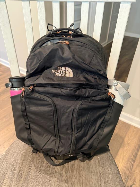 black north face backpack with rose gold zipper Women's Electra in and by The Black reflective details Electra Daypack North Face Electra