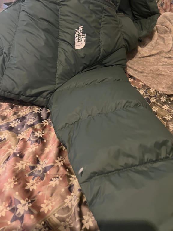 Customer photo for "feathers sticking through the material"