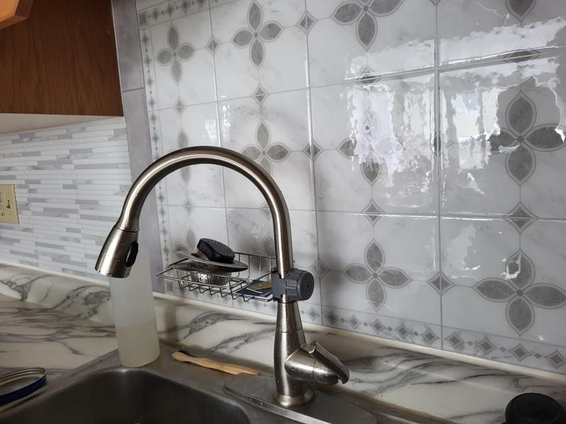 Smart Tiles Kit Kitchen Vittoria Gray and White Marble 8-in x 20-in Glossy Resin Brick Patterned Peel and Stick Wall Tile (4.68-sq. ft/ Carton)