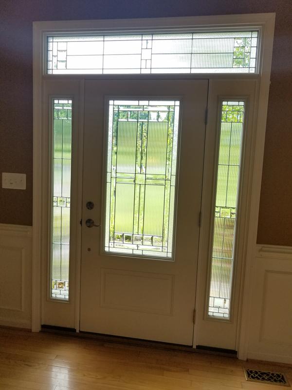 3/4 Deluxe Oval 2 Panel Fiberglass Exterior Door with Decorative Glass by  Therma-Tru