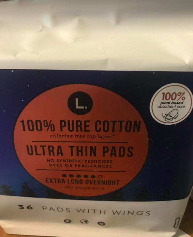 L . Pure Cotton Chlorine Free Top Layer Ultra Thin Super With Wings  Unscented Absorbency Pads - 42ct : Target