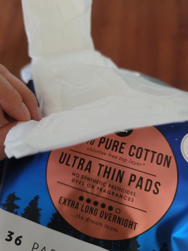 L . Pure Cotton Chlorine Free Top Layer Ultra Thin With Wing Overnight  Unscented Absorbency Pads With Wings - 36ct : Target