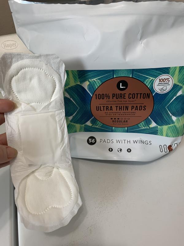 L. Chlorine Free Ultra Thin Pads, with Wings, Organic Top Sheet