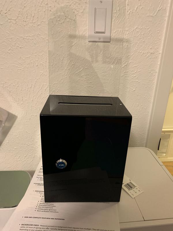 AdirOffice Tall Acrylic Locking Donation Charity Suggestion Box Clear ...