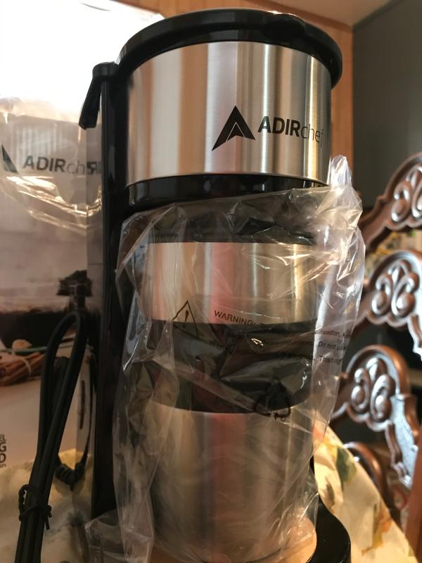 AdirChef Grab N' Go Personal Coffee Maker with 15oz Travel Mug Black/Stainless