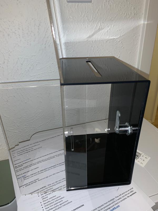 AdirOffice Tall Acrylic Locking Donation Charity Suggestion Box Clear ...