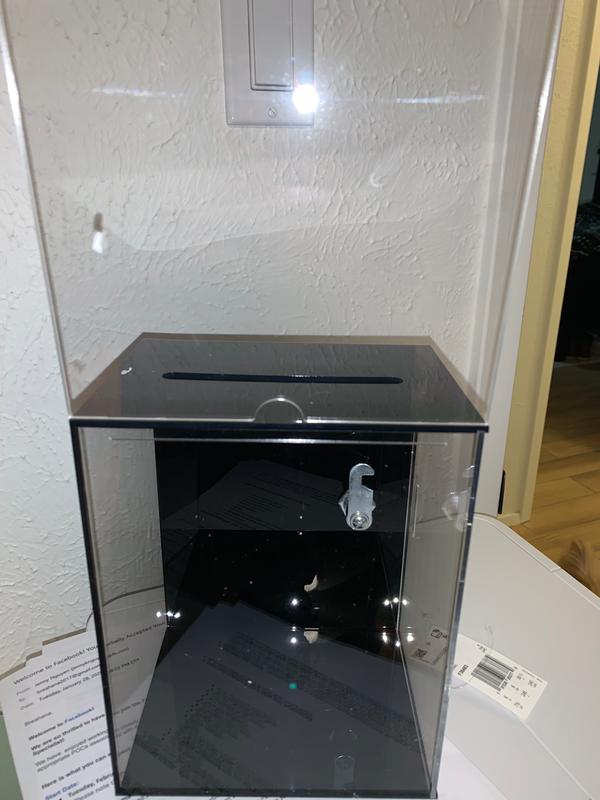 AdirOffice Tall Acrylic Locking Donation Charity Suggestion Box Clear ...