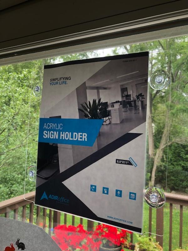 AdirOffice 8.5-ft-ftx 11-ft-ft Clear Suction Acrylic Window Sign Holder ...