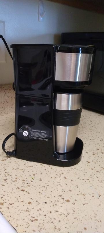 AdirChef Grab N' Go Personal Coffee Maker with 15oz Travel Mug Black/Stainless