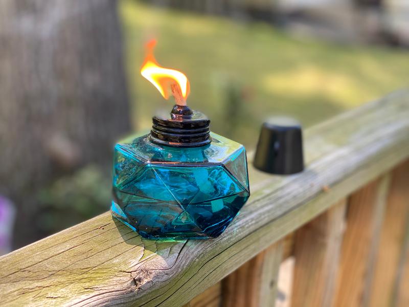 Tabletop Torches  Purchase Outdoor Glass Tabletop Tiki Torches with  Citronella Fuel - Halofire Torch