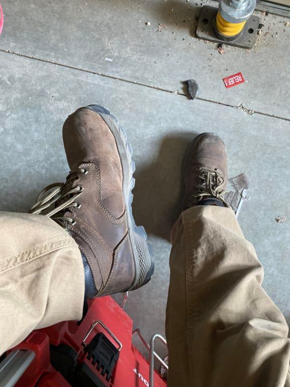 Customer photo for "I always buy Timberland for the wide size and perfect fit"