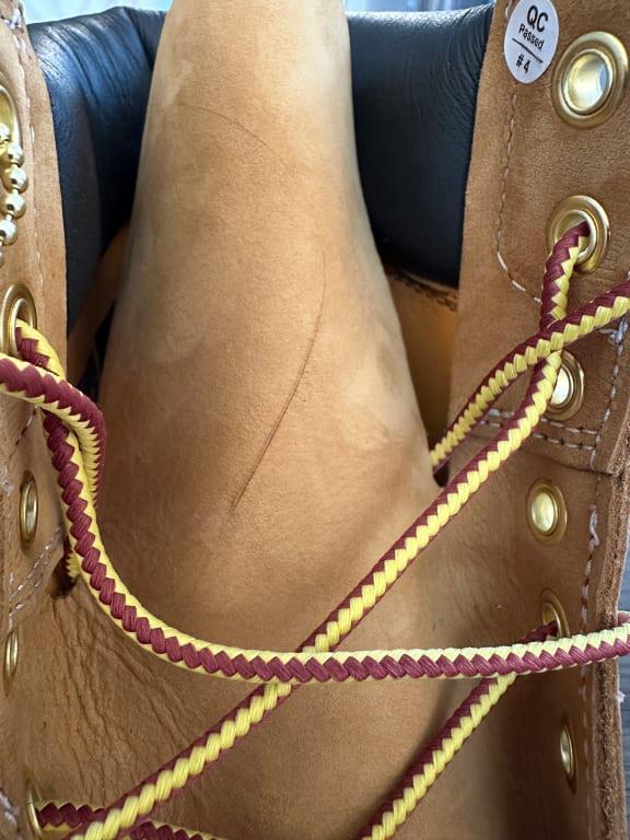 Cut in the leather