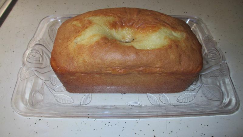 Getting read to put icing on my cake made from my Loaf Pan