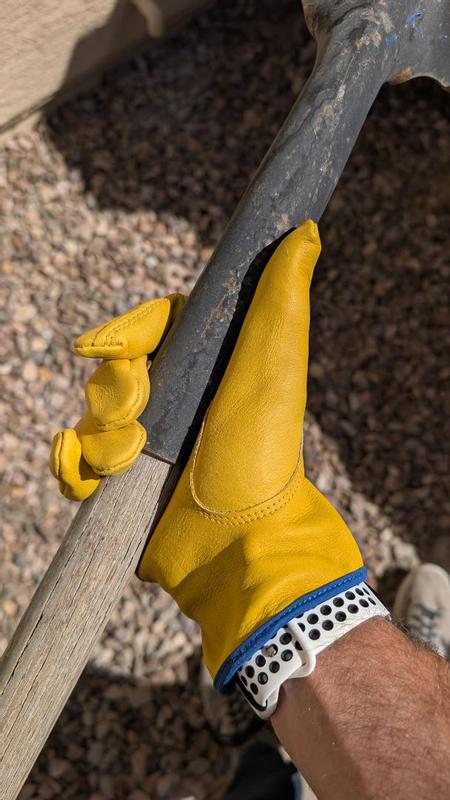 Men's Gold Hydrahyde Grain Cowhide Gloves by Wells Lamont at Fleet