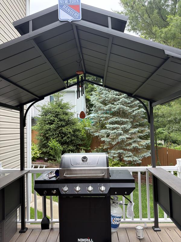 Sunjoy 8 x 5ft.Steel Frame 2-Tier Hard-Top Grill Gazebo with