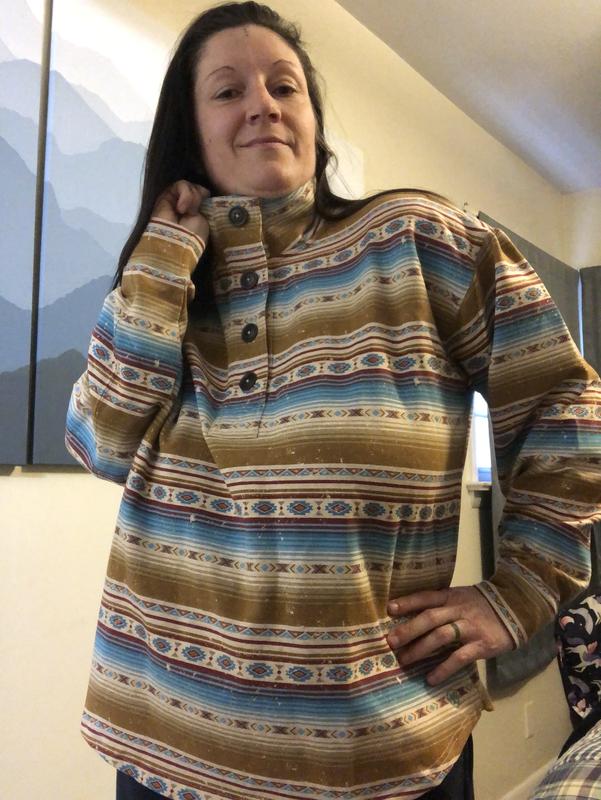 Collar up and buttoned