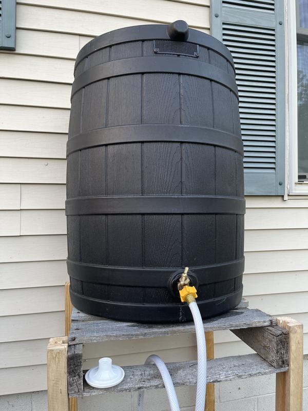 Rain barrel with homemade stand