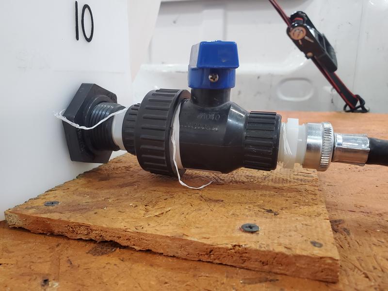 Tank -> 3/4" MALE NPT X 3/4" MALE NPT -> 3/4 in. Female Pipe Thread Ball Valve -> 3/4" Male GHT X 3/4" Male NPT