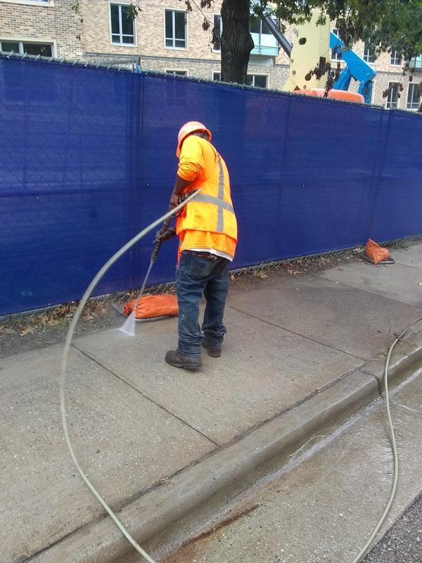 Water pressuring sidewalk and roads