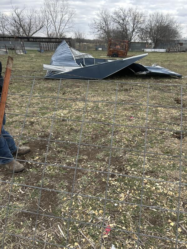 Barn after it got thrown around. We tried adding extra ties during the wind when we realized the doors were compromised but nothing we did stopped it from coming up.
