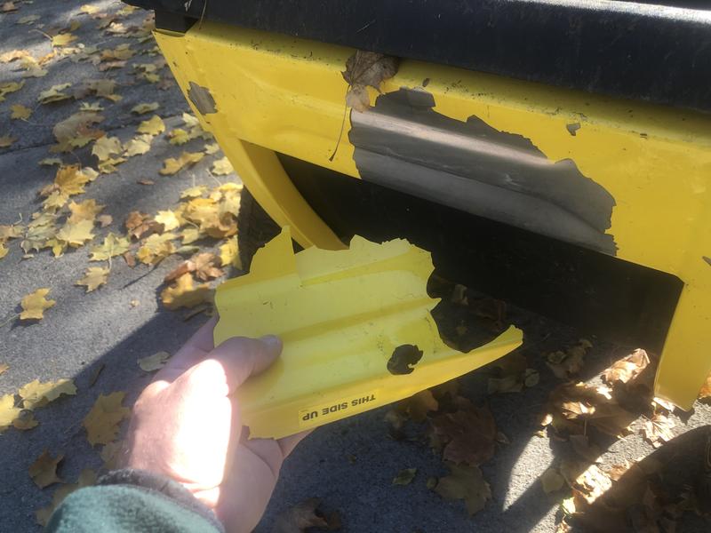 Paint falling off of day old $200. cart.