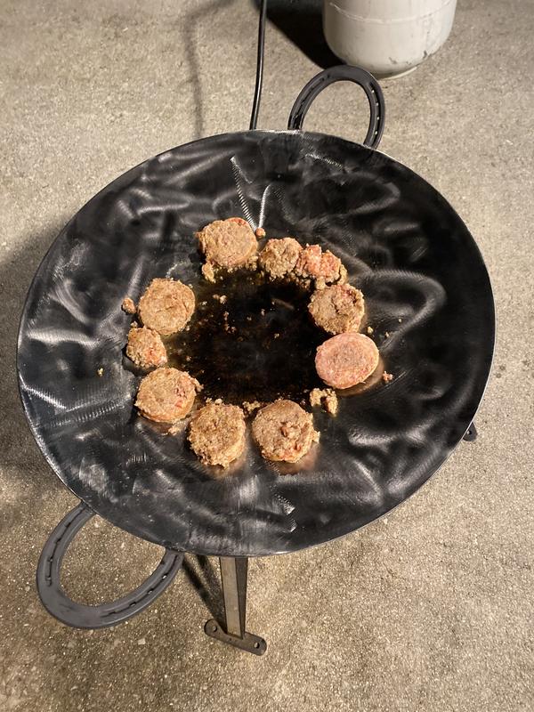 Sacrificial sausage for seasoning the disc.