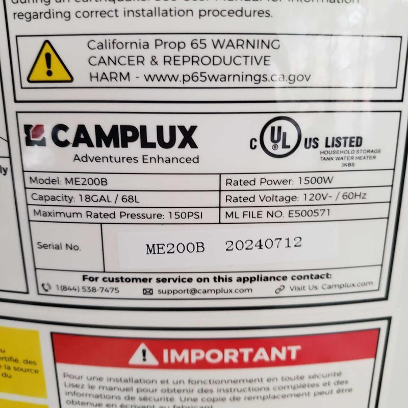 The 18 gal water heater