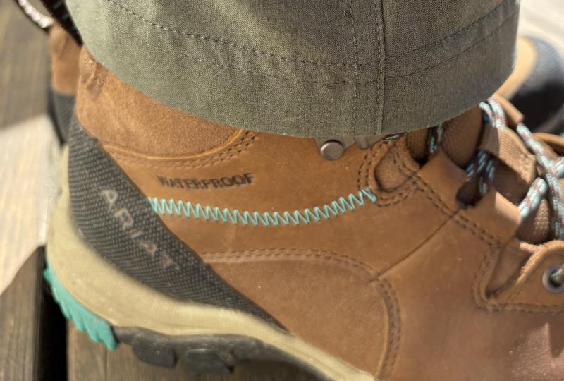 Right boot, discolored from being wet. And socks were wet.