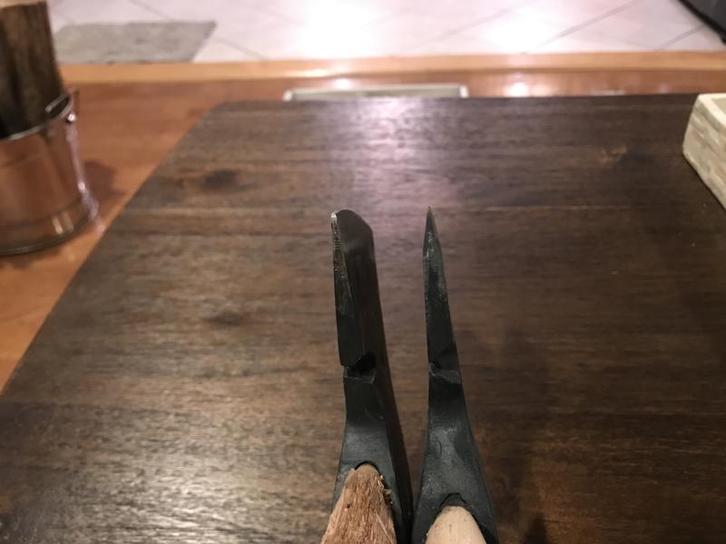 Lighter handle is newer and that is after significant grinding