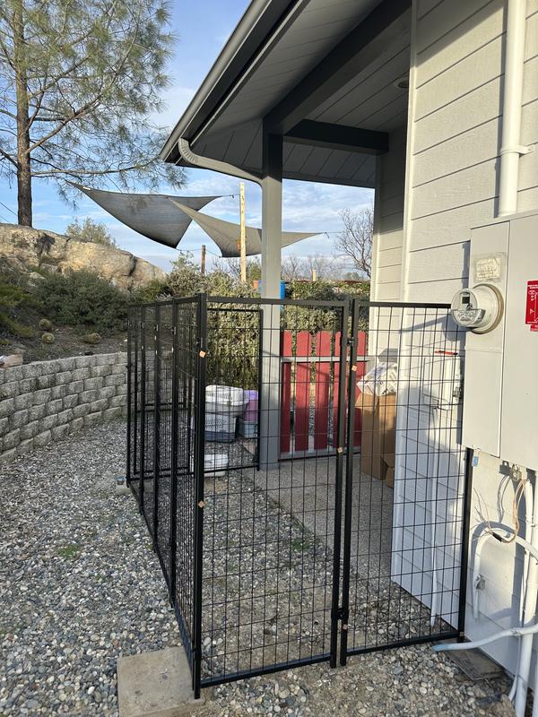 I modified it to make a run off of my back porch. Now my pup can come out the doggie door and into her run any time she needs to.  Works great and looks good.
