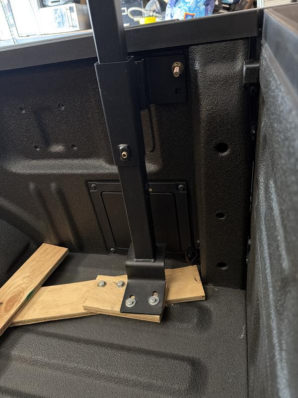 Blocks storage box . I used a wood jig for mounting because 1 bolt hole that lines up with the mount is not adequate