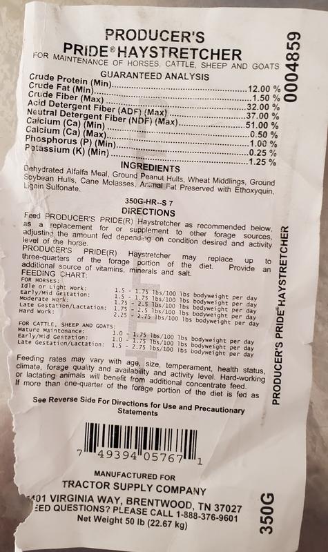 Ingredient Label for Hay Stretcher