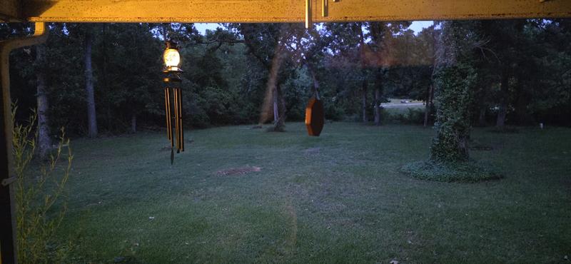Our windchime glowing in the dark