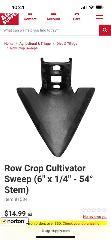 Added 6 inch cultivator sweeps