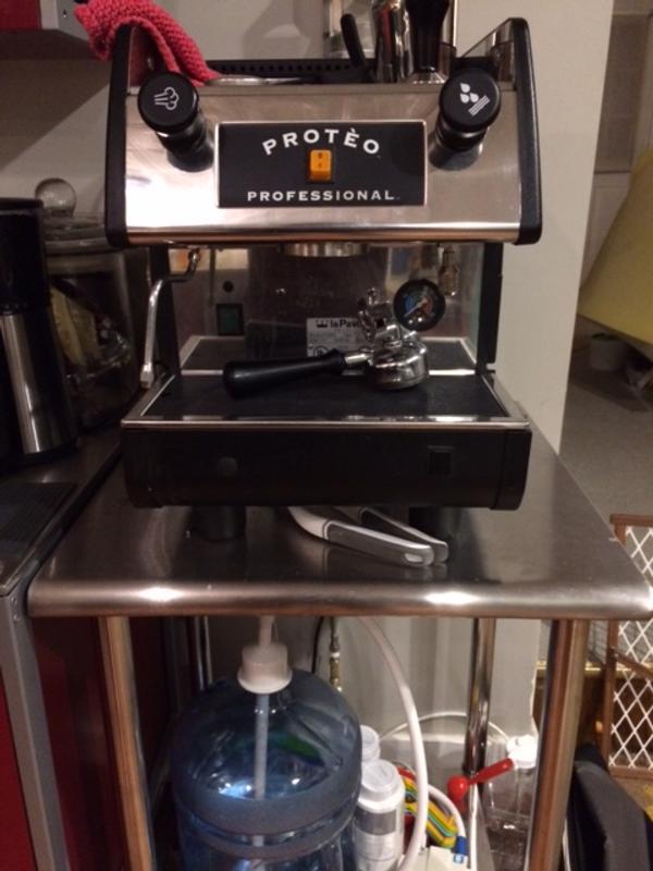 With espresso machine.