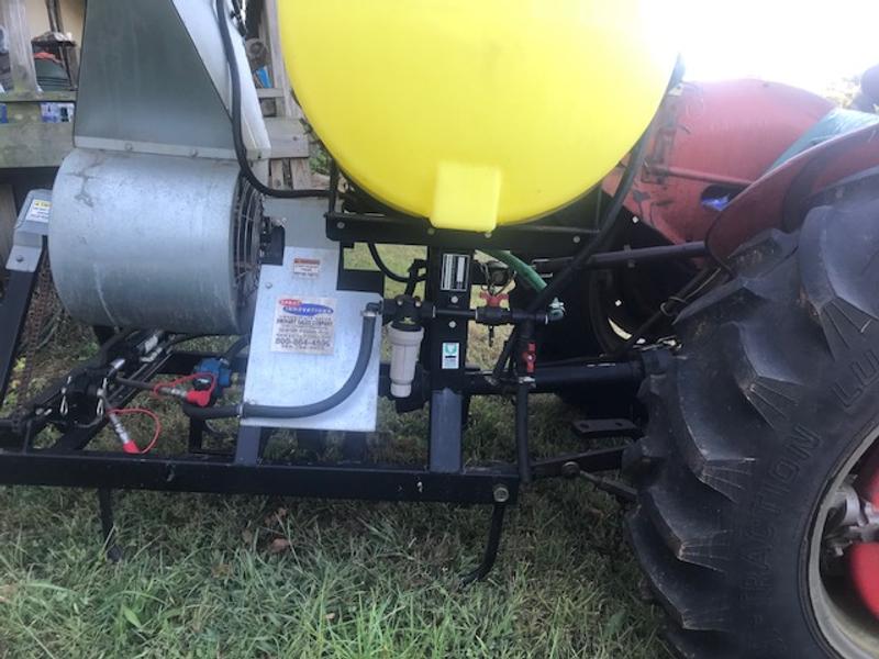 USA made hydraulic end covers(red) in air blast sprayer configuration(unconnected but protected)
