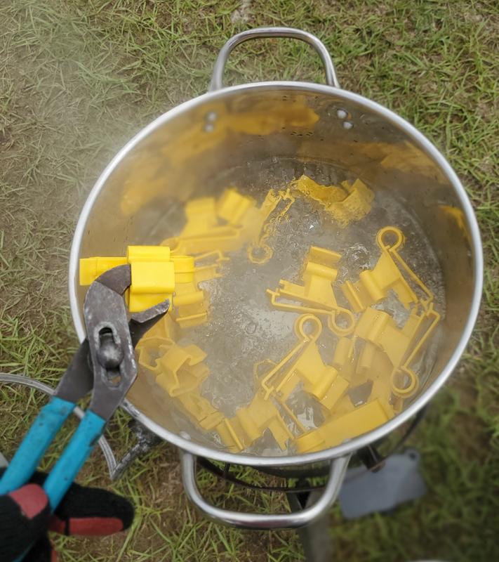 Boiling T-Post Tape Insulators