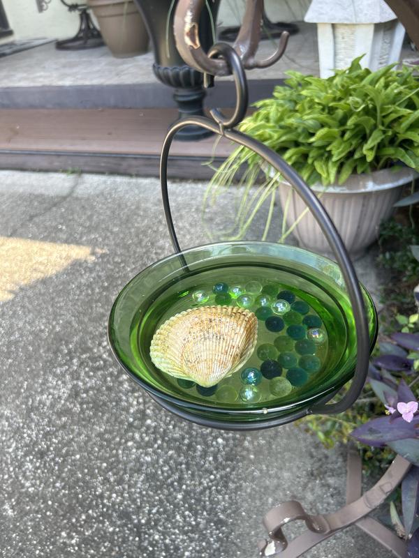 Mosaic Birds 9.75 in. Hanging Cuban Bird Bath/Bird Feeder, Lime at ...