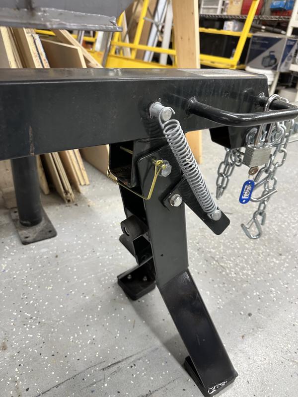 Safety pin added for positive support raised or lowered