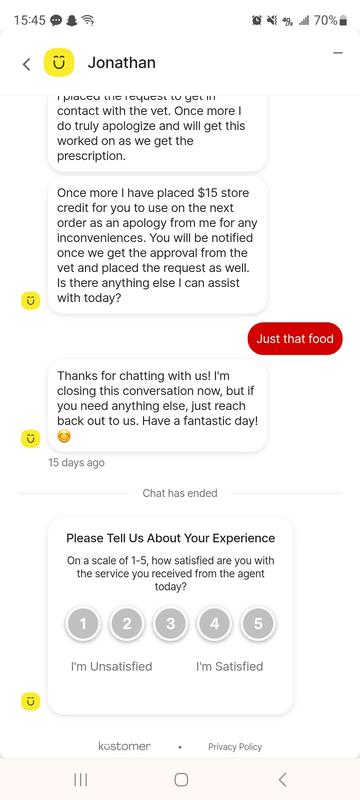 Once again.... "Once more I have placed a $1 store credit for you to use on the next order..."