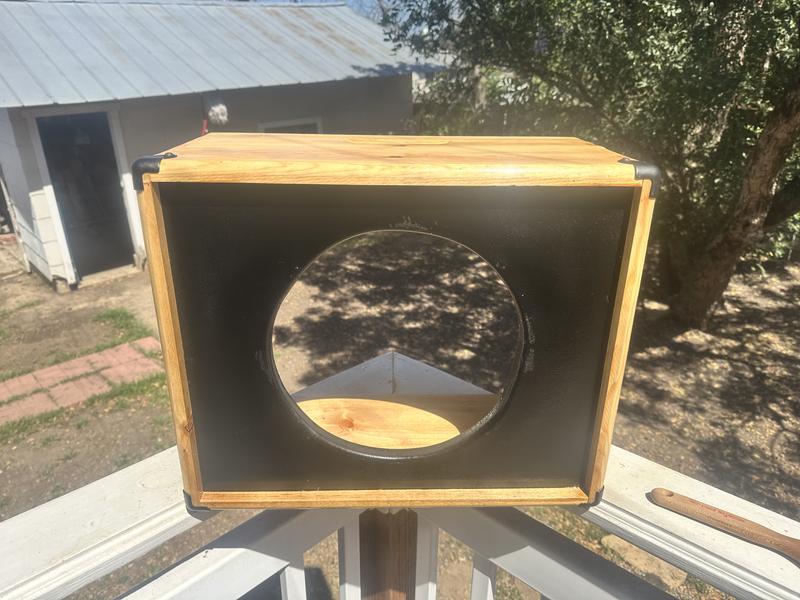 Outside view with clear polyurethane being applied