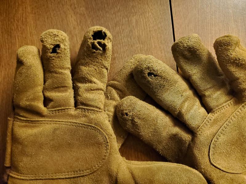 Paper-thin material on fingertips