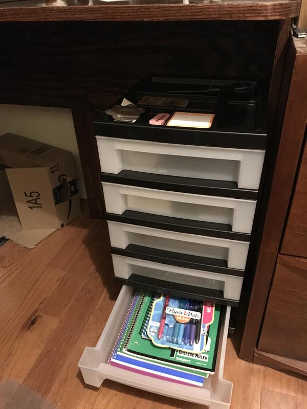 Deep enough to hold 4 regular notebooks and a little more