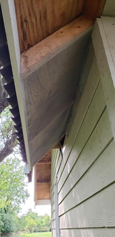 Screen used on shed soffit