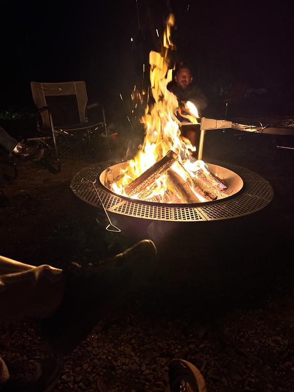 Enjoying a fire after grilling