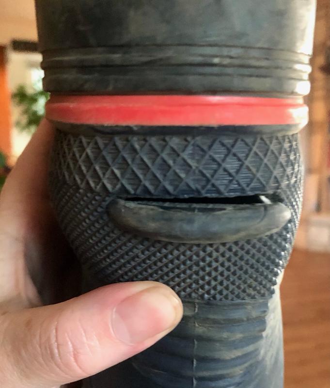 SEE HOW THE BOOT GAVE OUT RIGHT AT THE RIDGE. NO 8 YR OLD BOY CAN MAKE THAT HAPPEN - DEFECTIVE!