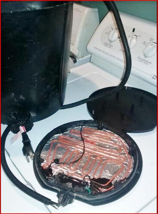 View of cord and internal heating element.