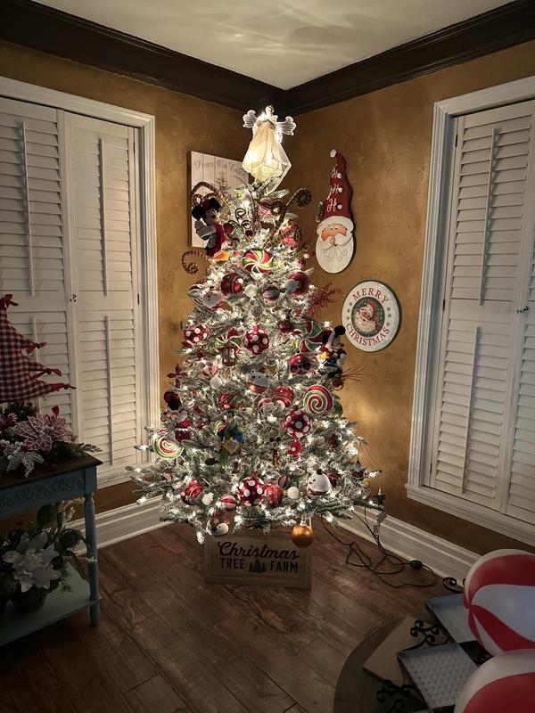 Gerson International 7 ft. Pre-Lit Flocked Scotch Pine Artificial Tree ...