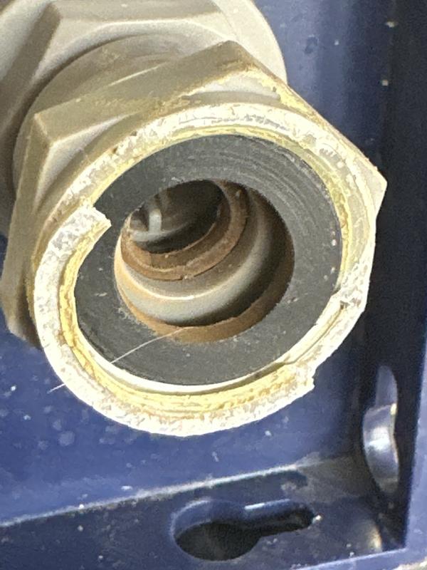 Cracked cheap plastic fitting