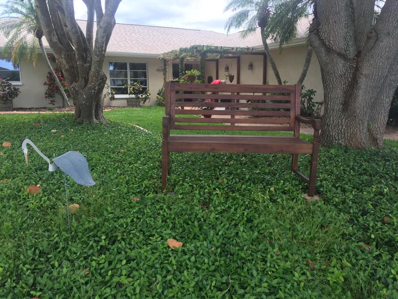 A quiet shady place to relax and watch the runners and dog walkers go by.